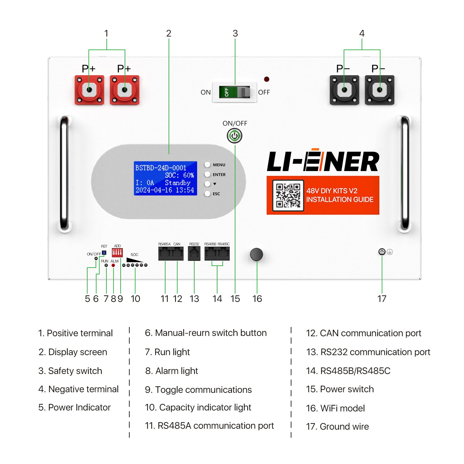 48V 280Ah 300Ah DIY BOX with 200A BMS Lithium Battery Case Pack Accessories RS485 CAN For 16S Lifepo4 Battery Easy Installation