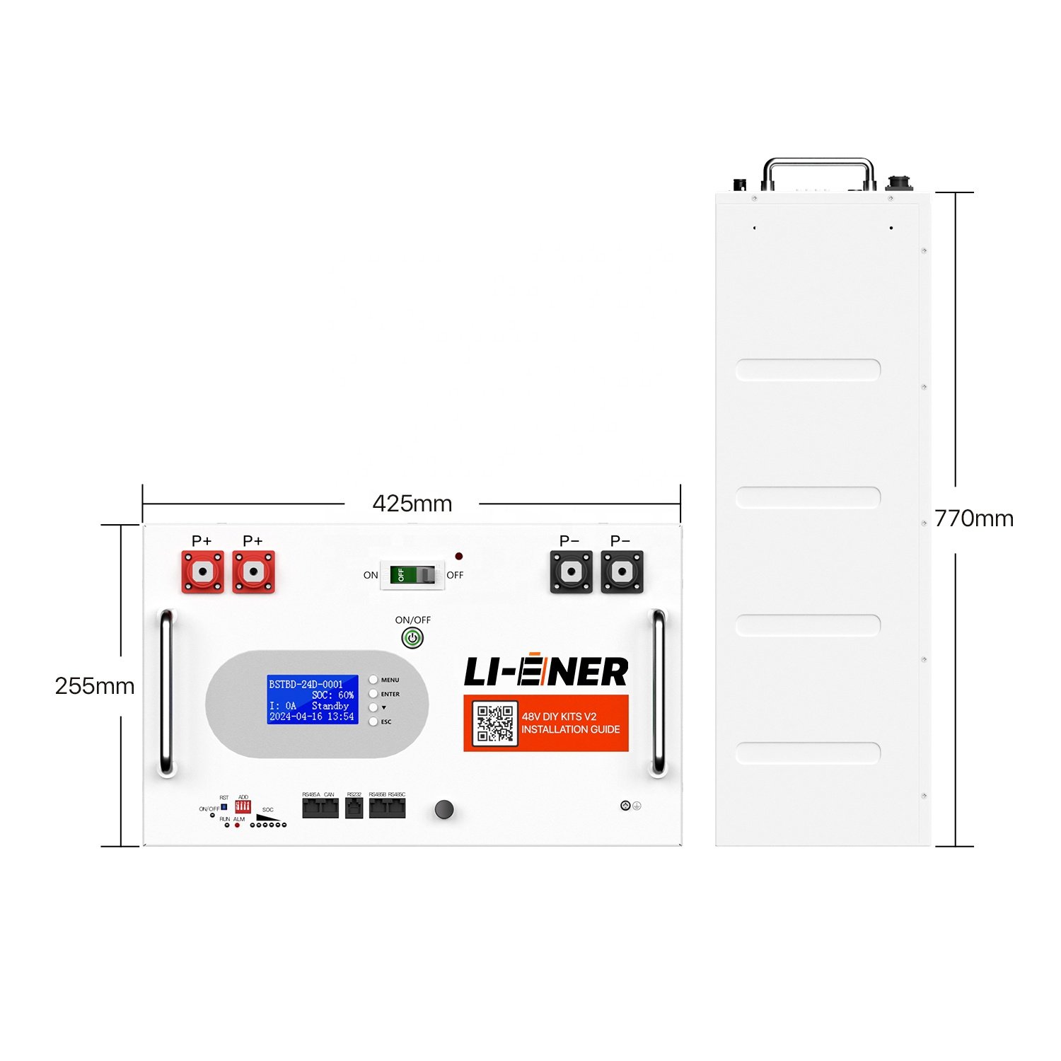 48V 280Ah 300Ah DIY BOX with 200A BMS Lithium Battery Case Pack Accessories RS485 CAN For 16S Lifepo4 Battery Easy Installation