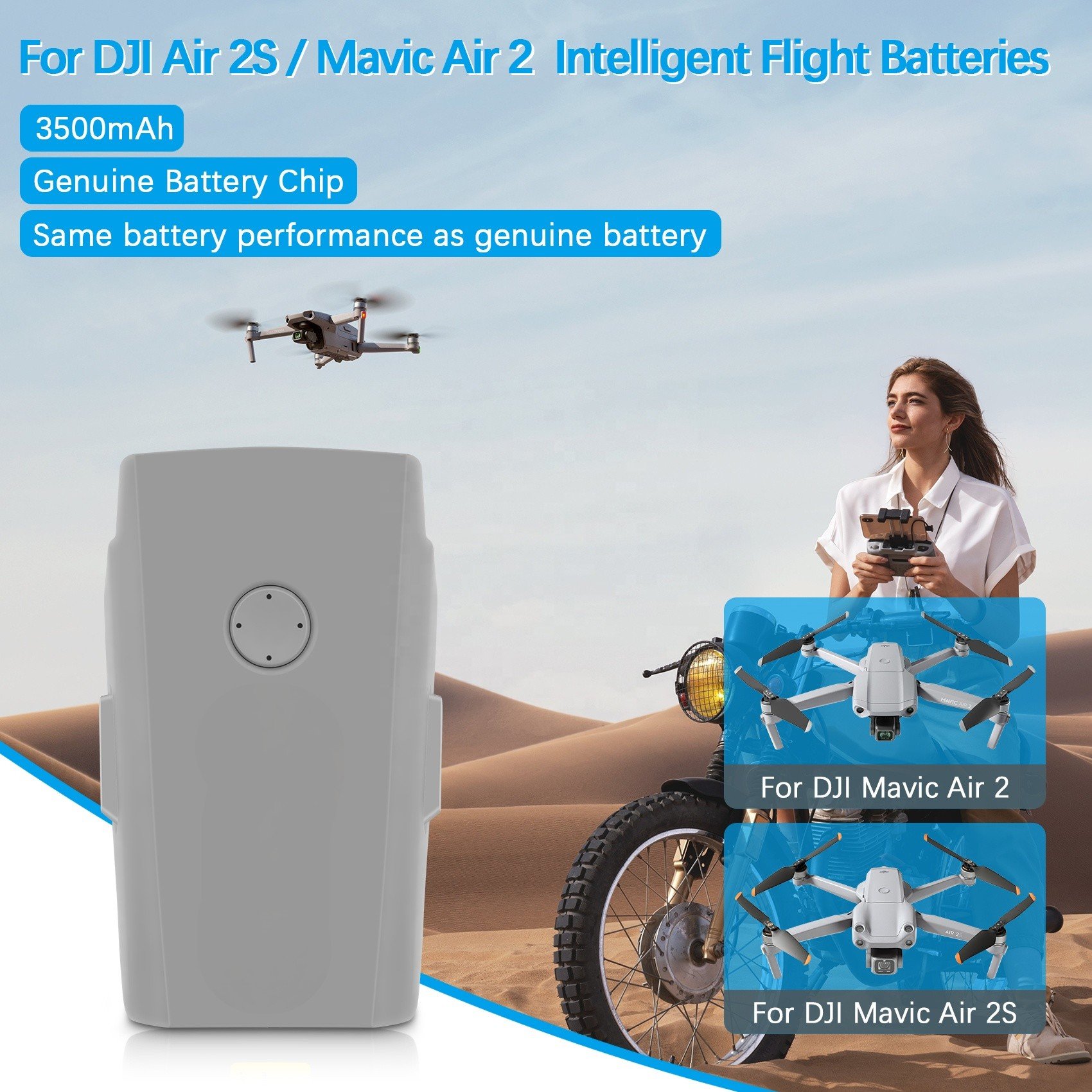 JHTC Battery 3500mAh unmanned aerial vehicle Mavic Air 2S Intelligent Flight Battery UAV Air 2 Series Drone Accessories