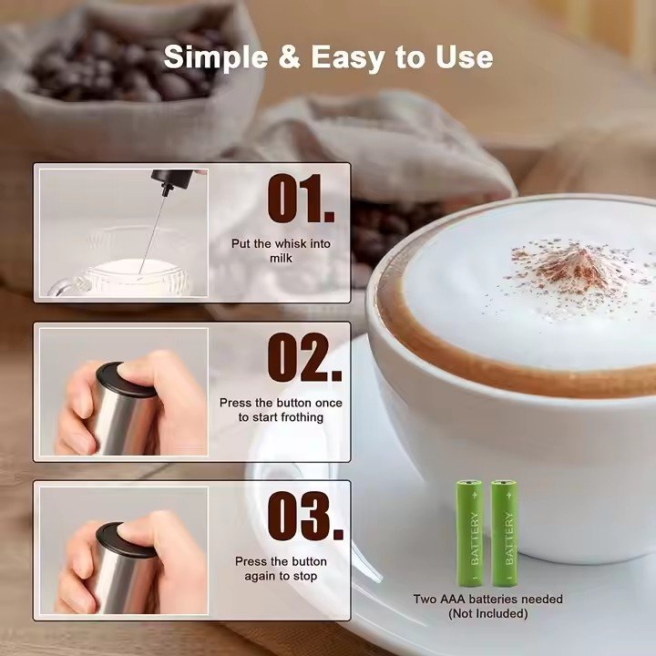 Coffee Accessories Commercial gift Mini Handheld Battery Electric Coffee Whisk Cream Bubbler Milk Frother