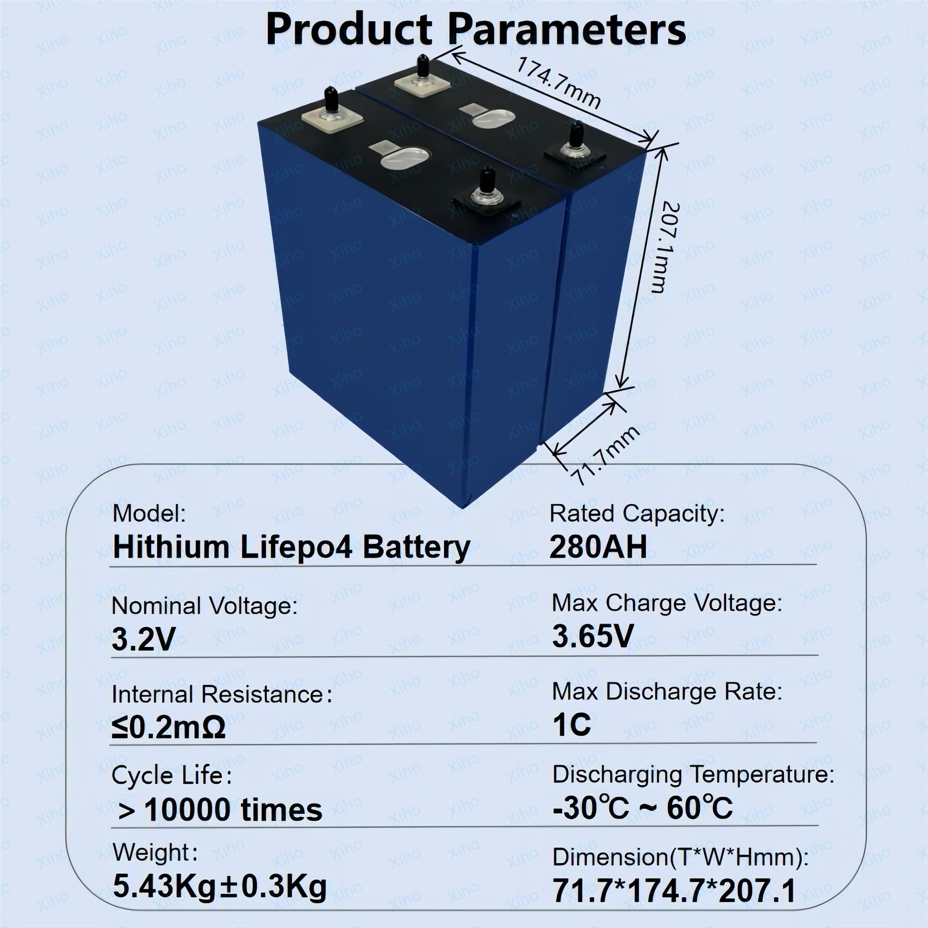 Xiho 10000Cycle Hithium 3.2V 314Ah 280Ah 50Ah Lifepo4 Battery Cells Rechargeable Lithium Ion Batteries Solar Home Energy Storage