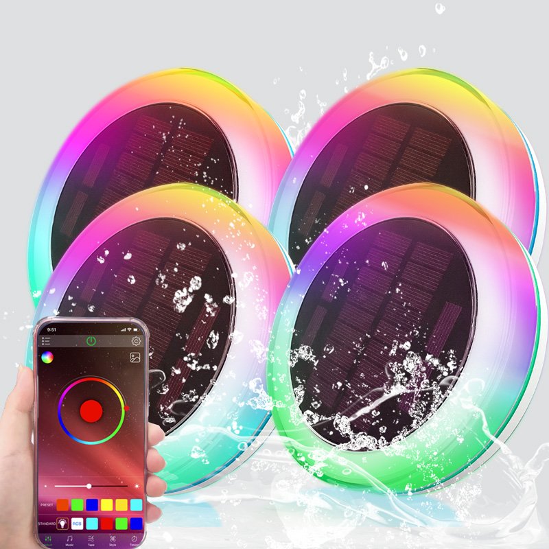 Ultra Slim LED Solar Pool Light APP Control with Bluetooth Connection Pool Floating Sun Light Rgb Color Changing Lights