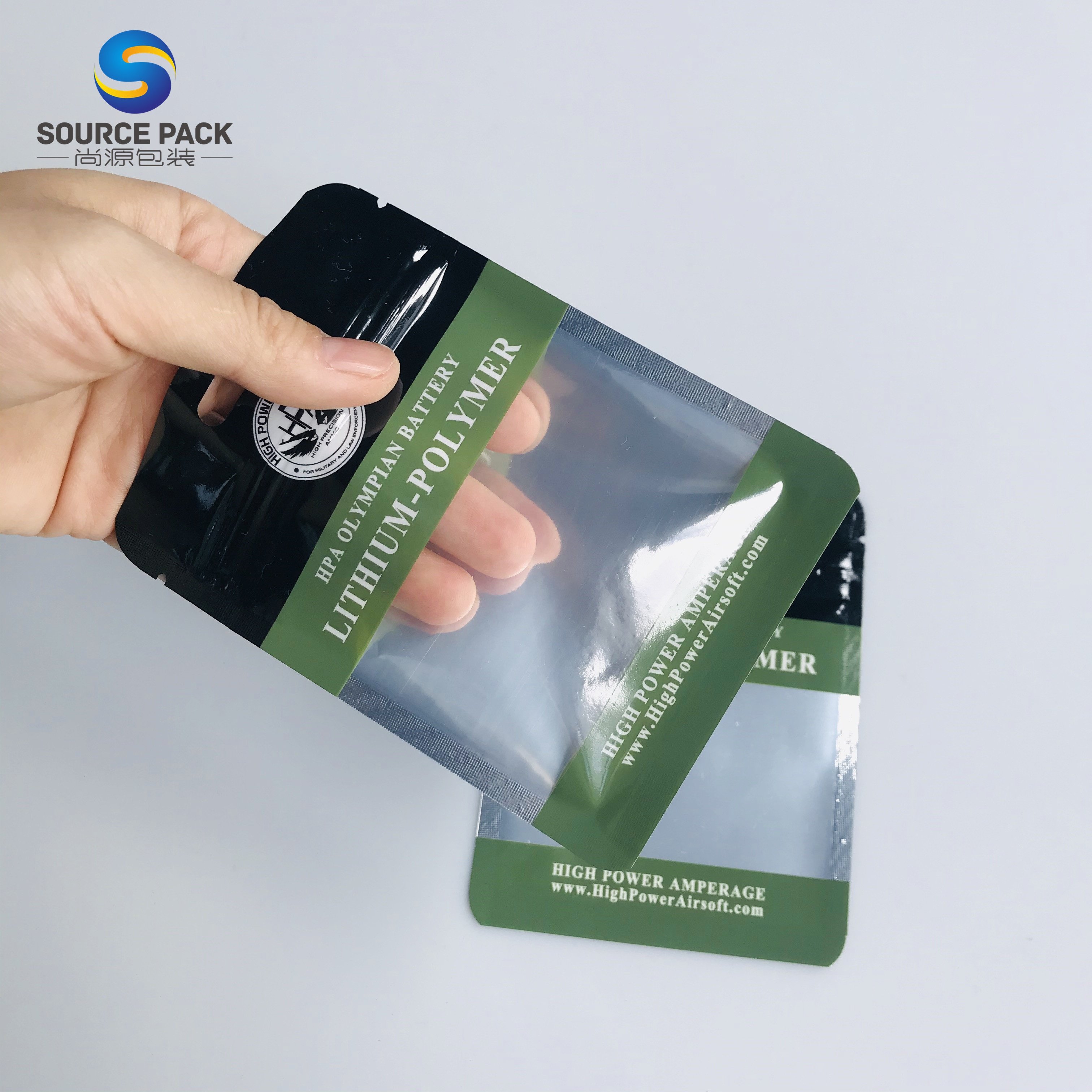 Euro hook laminated plastic bag with zipper for battery