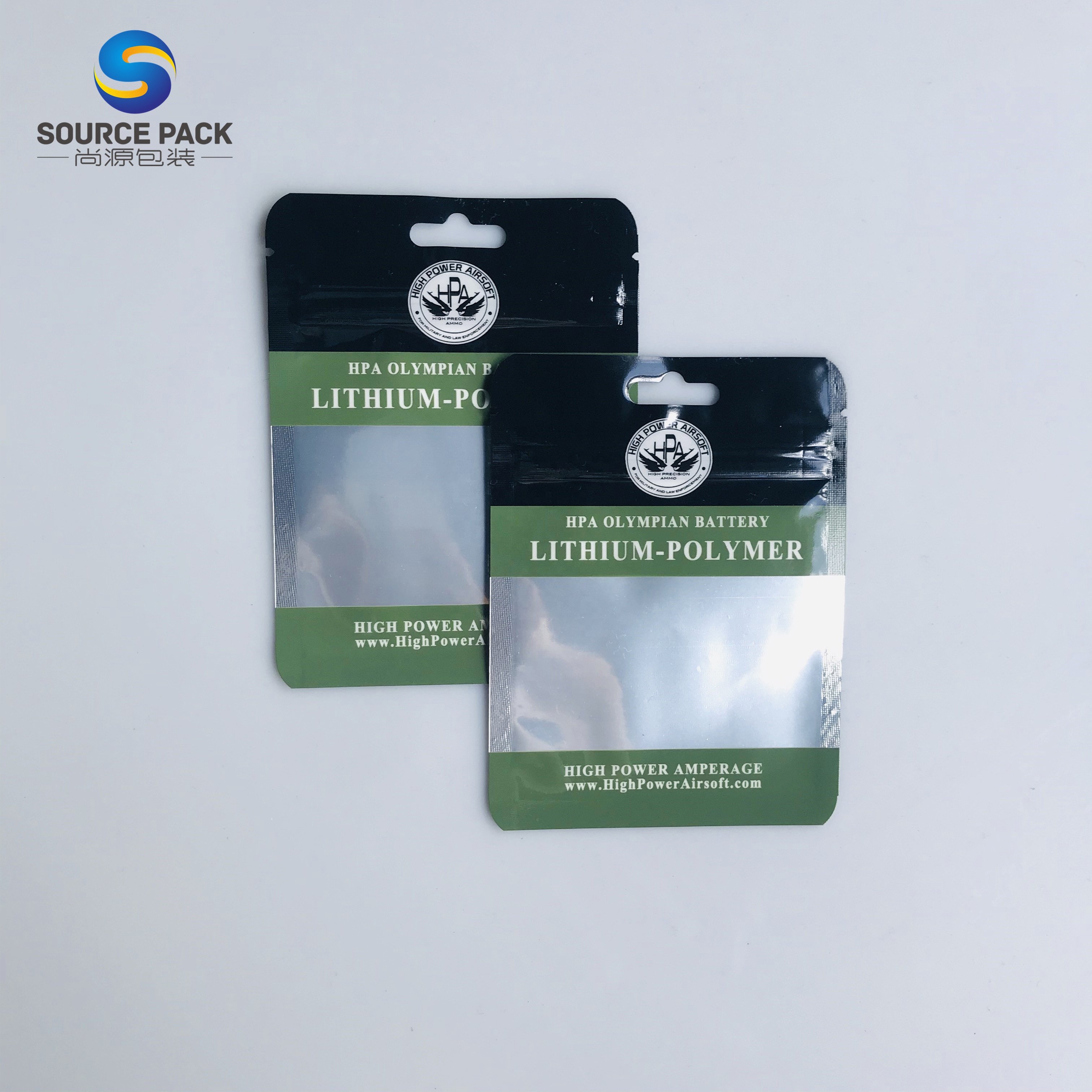 Euro hook laminated plastic bag with zipper for battery