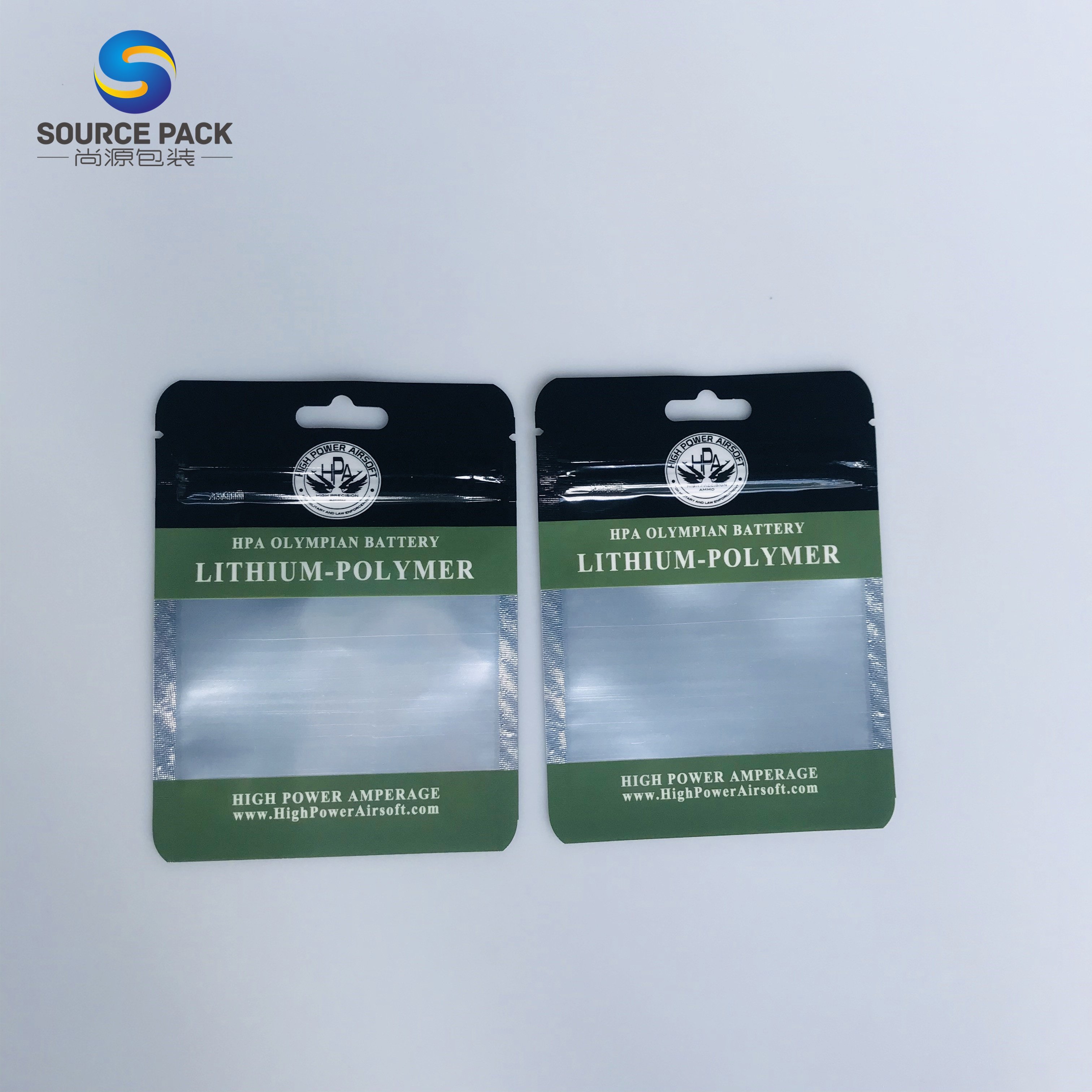 Euro hook laminated plastic bag with zipper for battery