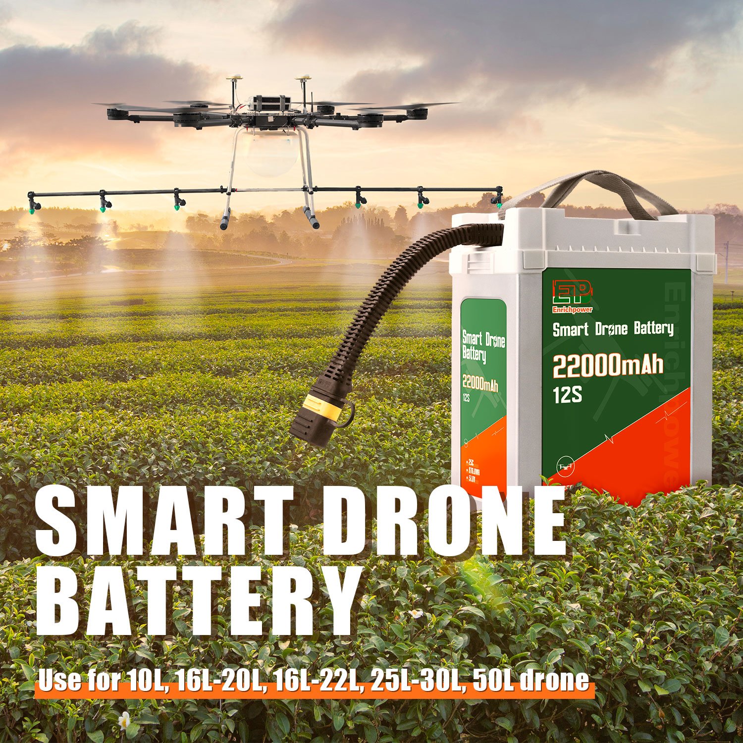 Original Factory Enrich Power 44.4V 12S 22000mAh 20C Lipo Battery Pack With BMS For Agriculture UAV Drone