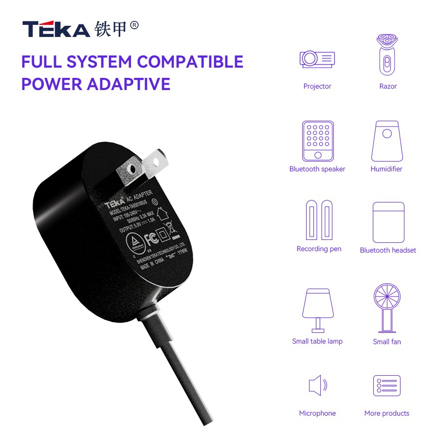 6W Wall Mount Power Adapter AC/DC Universal 5V 9V 12V 1A 1.2A Power Adapter UL FCC Certified