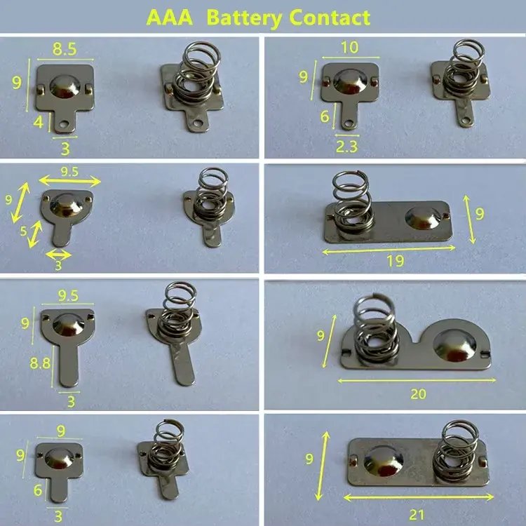 Wholesale AAA Electronic battery Contacts With Coil Spring AA battery Connector Stamped Terminal Metal battery Holder Spring