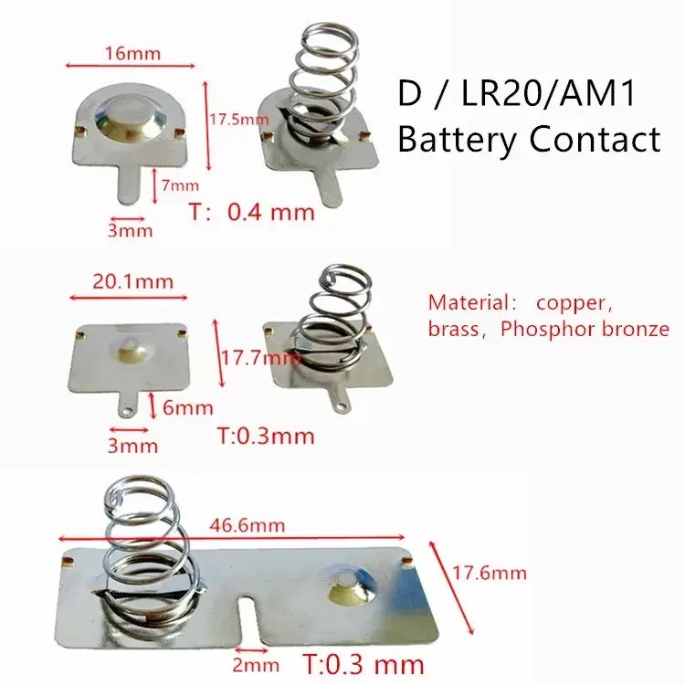 Wholesale AAA Electronic battery Contacts With Coil Spring AA battery Connector Stamped Terminal Metal battery Holder Spring