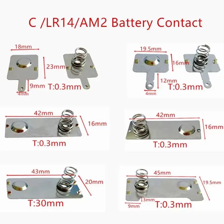 Wholesale AAA Electronic battery Contacts With Coil Spring AA battery Connector Stamped Terminal Metal battery Holder Spring