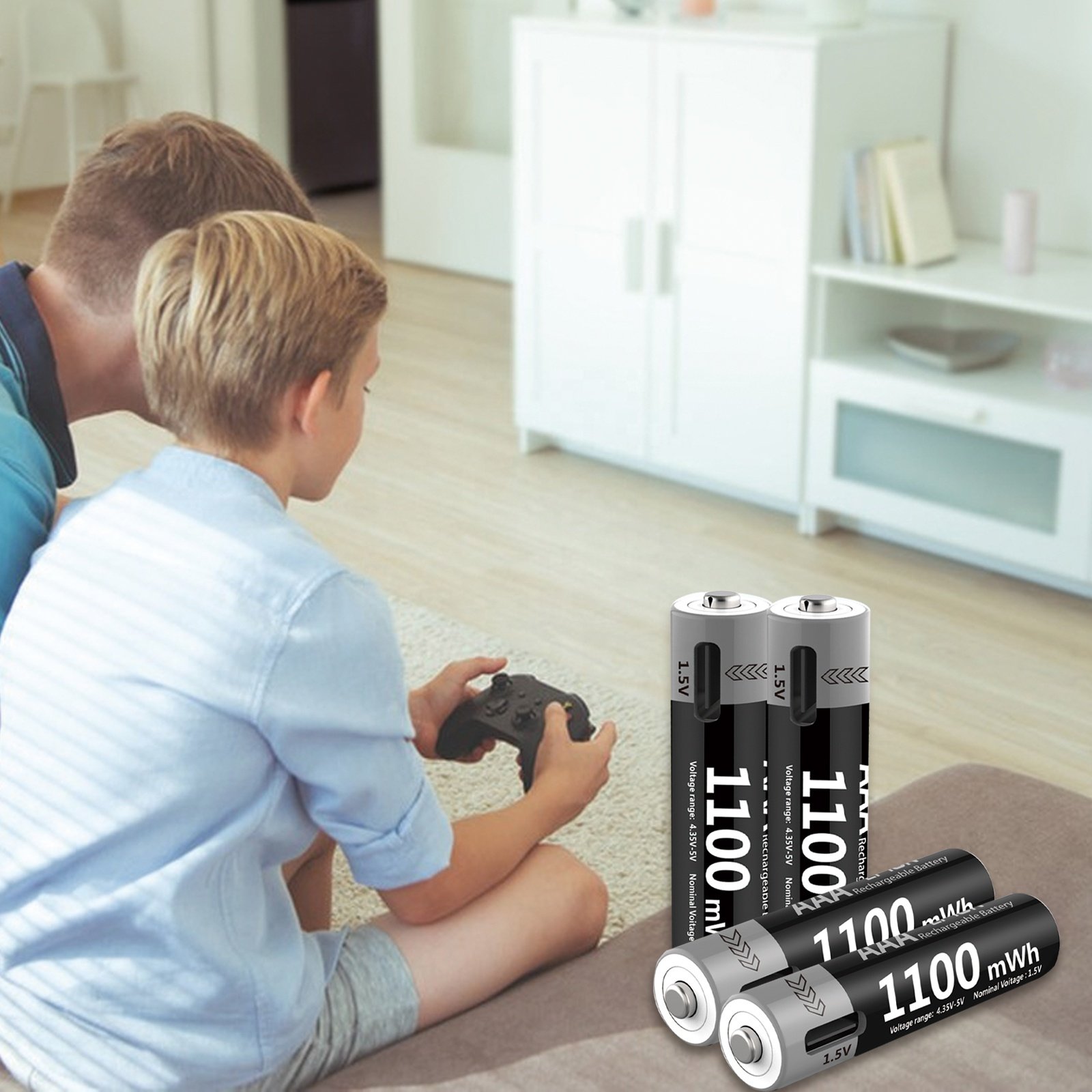Logo Custom Oem Home Portable Small 1100mWH Type-C USB Rechargeable AAA Lithium Ion Battery