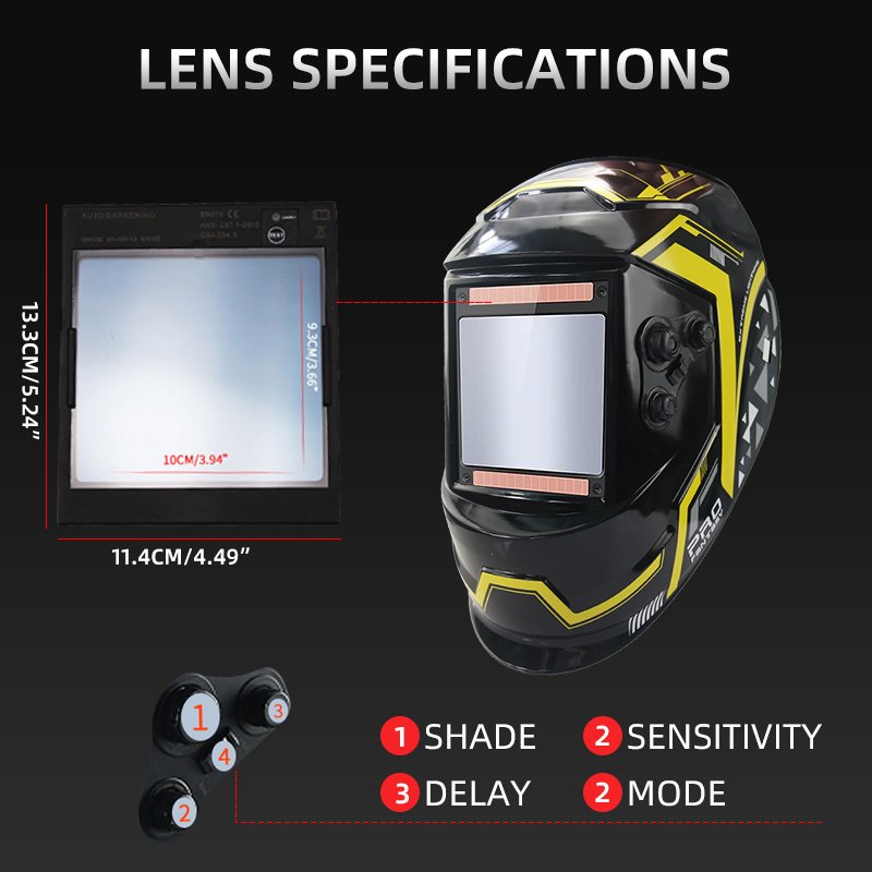 Solar Automatic Dimming Protection Welding Mask Large True Color Window 100*93 4 Photosensitive Sensors