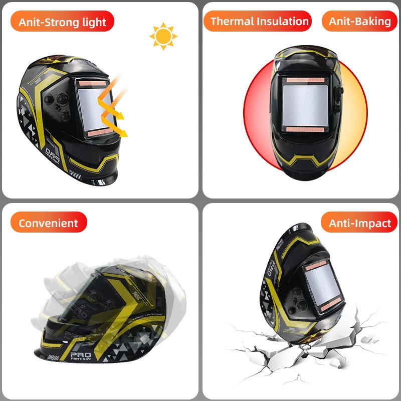 Solar Automatic Dimming Protection Welding Mask Large True Color Window 100*93 4 Photosensitive Sensors