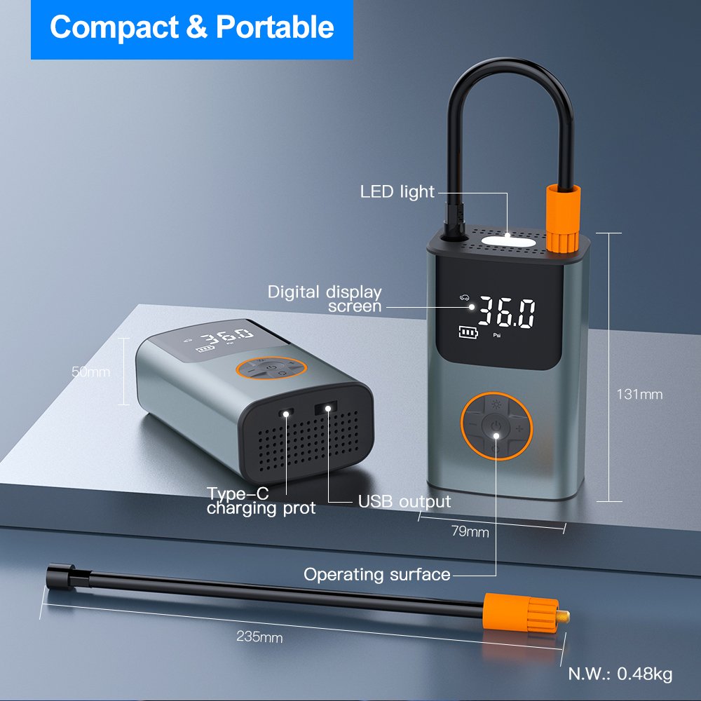 rechargeable Manufacturers air pump for car tires compressor mini portable battery Wireless digital cordless tire tyre inflators