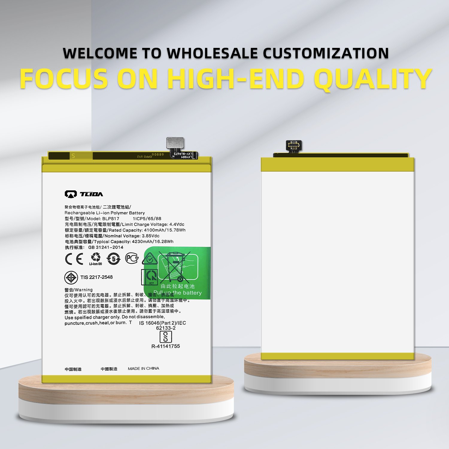 TLIDA Factory Direct Supply Original Rechargeable Li-ion Polymer Battery for Oppo BLP817/A12/A15 cellphone battery wholesale