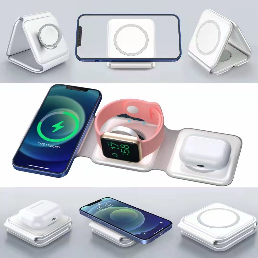 3 In 1 Electronic Accessories Foldable Wireless Multiple Magnetic Charging for Smart Watch Charger