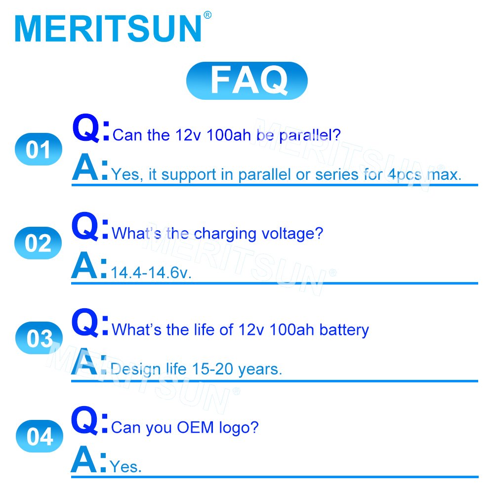 Meritsun Hot Sale Lithium 12-Volt Boat Batteries 12V Battery For Solar
