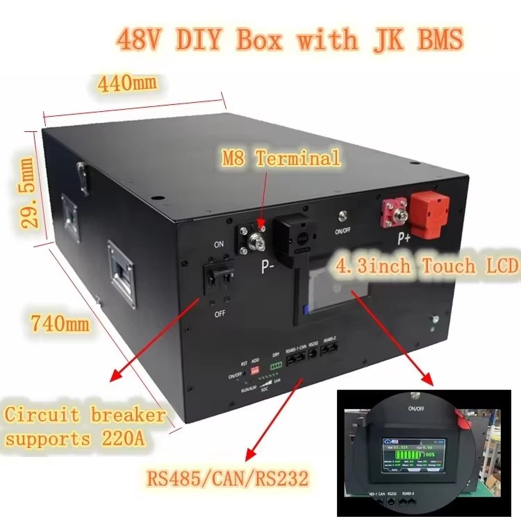 Customized 5Kw Lifepo4 Battery Pack 48V 100Ah 105Ah Batteries Case Accessories 5.5Kw 51.2V 105Ah Metal Empty Battery Box