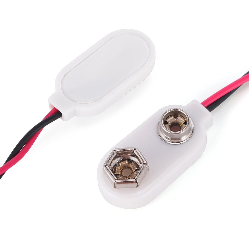 White Plastic PP Card with 9V Battery Button Connector Accessory for Battery Products