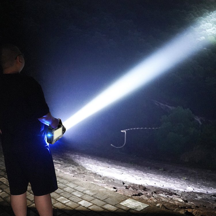 Solar Power Display Cob Large Floodlight Built-In Battery Usb Rechargeable Abs Led Torche Tactical Flashlight Work Search Light