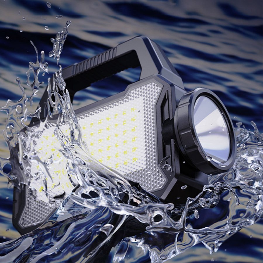 Solar Power Display Cob Large Floodlight Built-In Battery Usb Rechargeable Abs Led Torche Tactical Flashlight Work Search Light