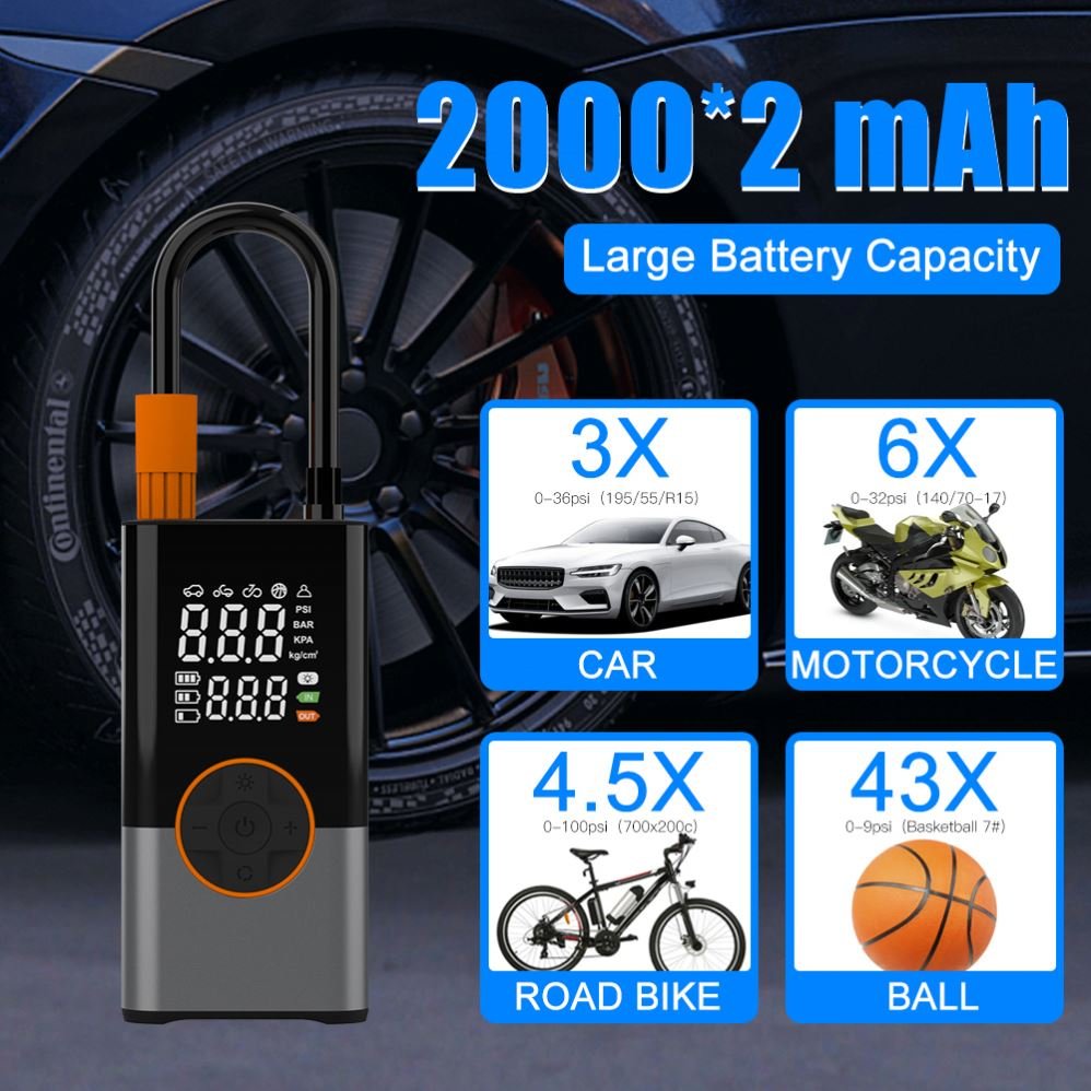 New Digital Tire Tyre Inflators Mini Portable Rechargeable Wireless Car Air Pump Compressor for Car Battery Cordless Tires