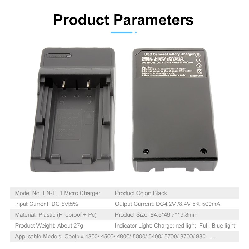 NP-800 NP800 EN-EL1 ENEL1 Battery Charger for Nikon Coolpix 4300 4500 4800 5000 5400 8700 775 880 885 990 995 Minolta A200 DG5W