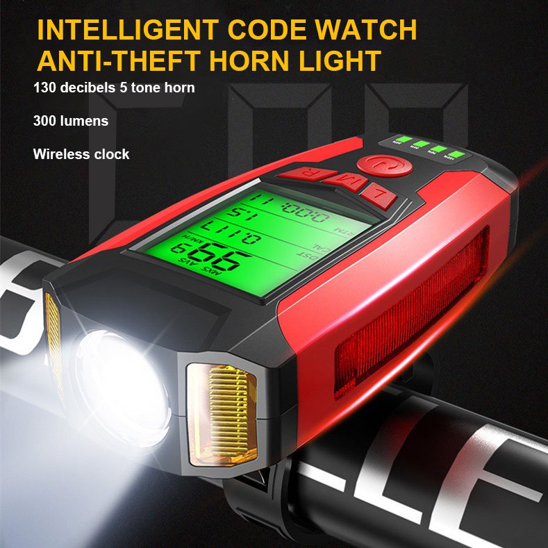 300 Lumens Bicycle Front Light With Horn Bicycle Light Bell Bicycle Accessories