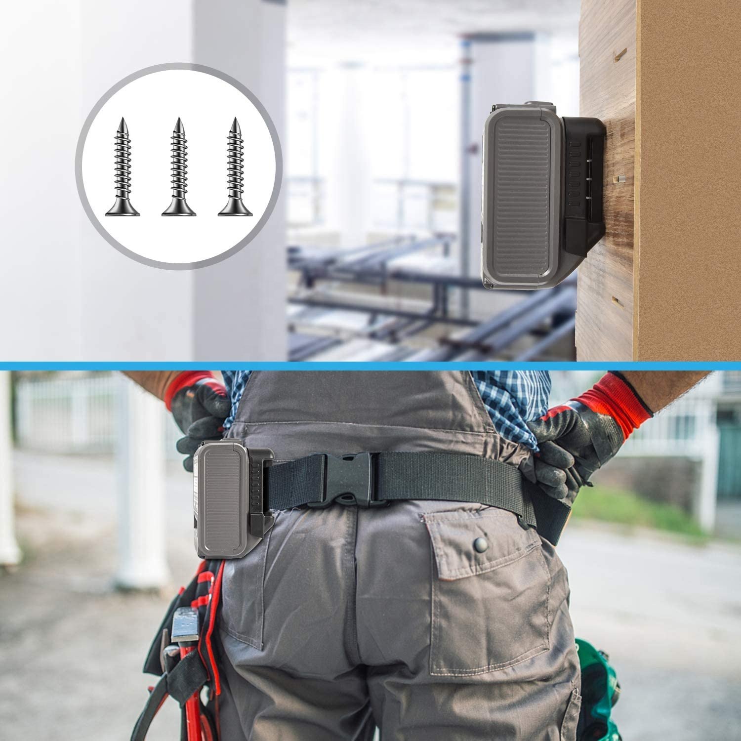 Portable Belt Buckle Wall Storage Organizer for Makita Bosch 14.4V 18V Batteries BL1830 BAT609 Holder Battery Accessories