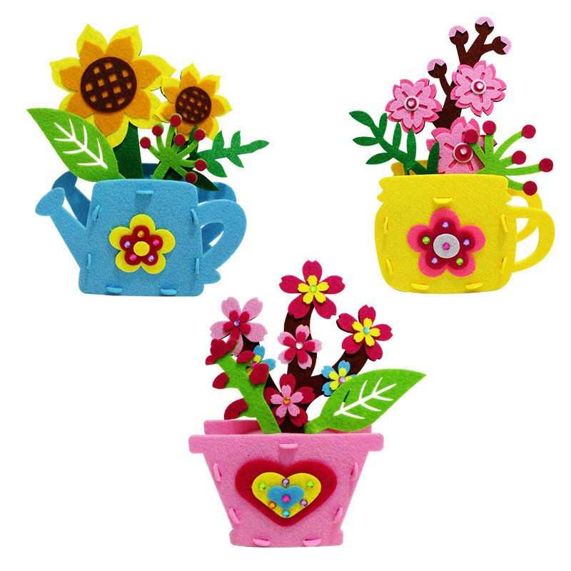 DIY Flower Pot Felt Material Art Craft Accessories Kit For Education Handmade Toys