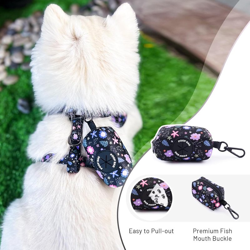 Glow in The Dark Light up Dog Collar Accessories Soft Mesh Harness Dog Leash With Poop Bag Holder Dog Light Pet Accessories Set