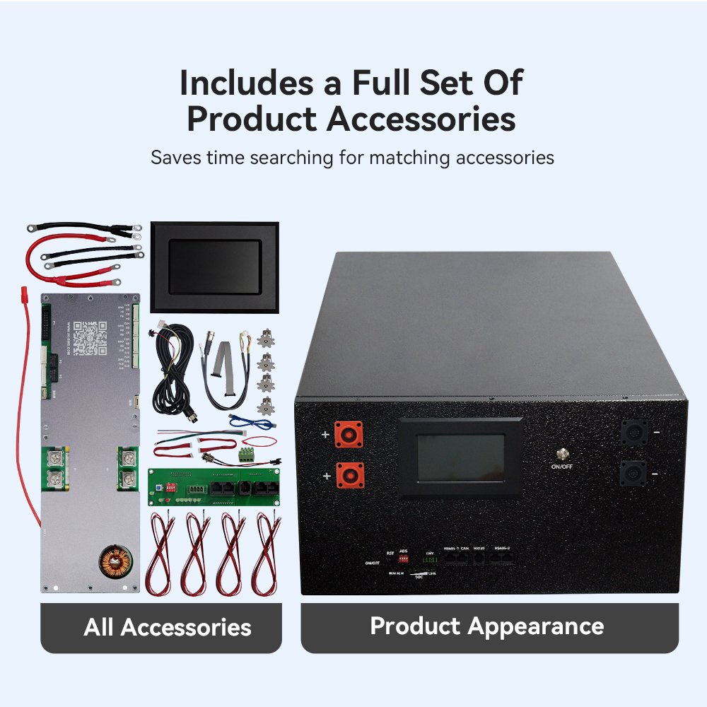 EXLIPORC DIY 16pcs 280ah 48V Lifepo4 Cell 310ah 51.2V Lifepo4 Empty DIY Kits With JK Smart 200A Bms