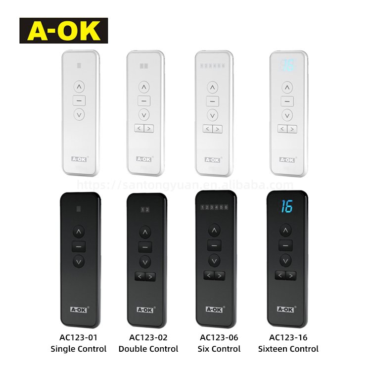 AC123 1 2 6 16 Electric Curtain Tubular motor remote control hand held AOK RF 433.92 A-OK wireless emitter accessories