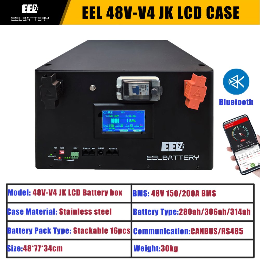 EEL 48v 16s DIY Lifepo4 battery kit Stackable Battery Box 15kwh with JK Bms 280Ah 314Ah Lifepo4 for home energy storage