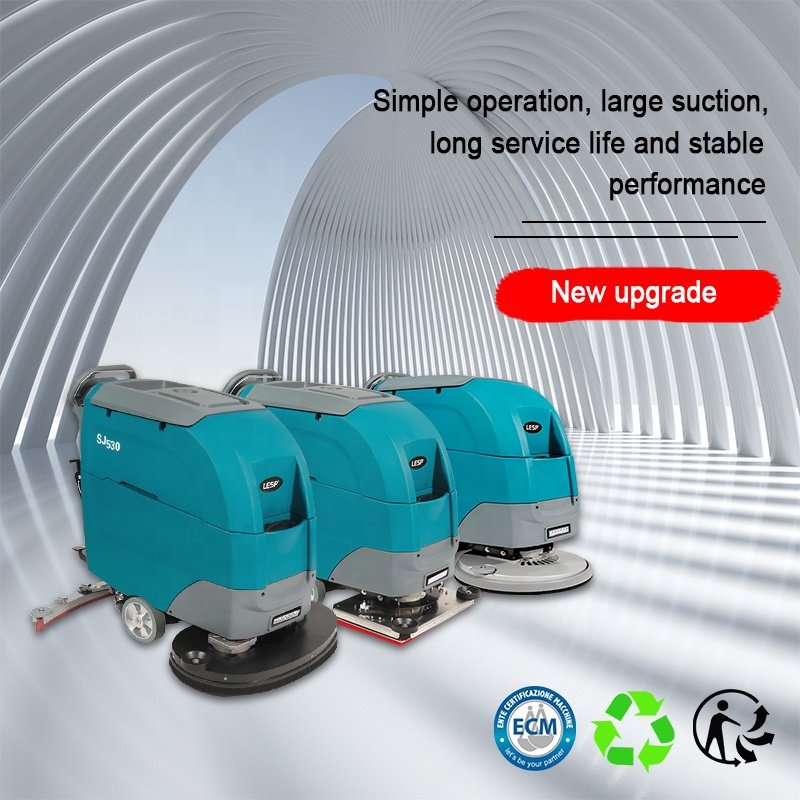 New SJ530S floor cleaning machine with two batteries 50L clean water tank mini floor scrubber for shopping malls