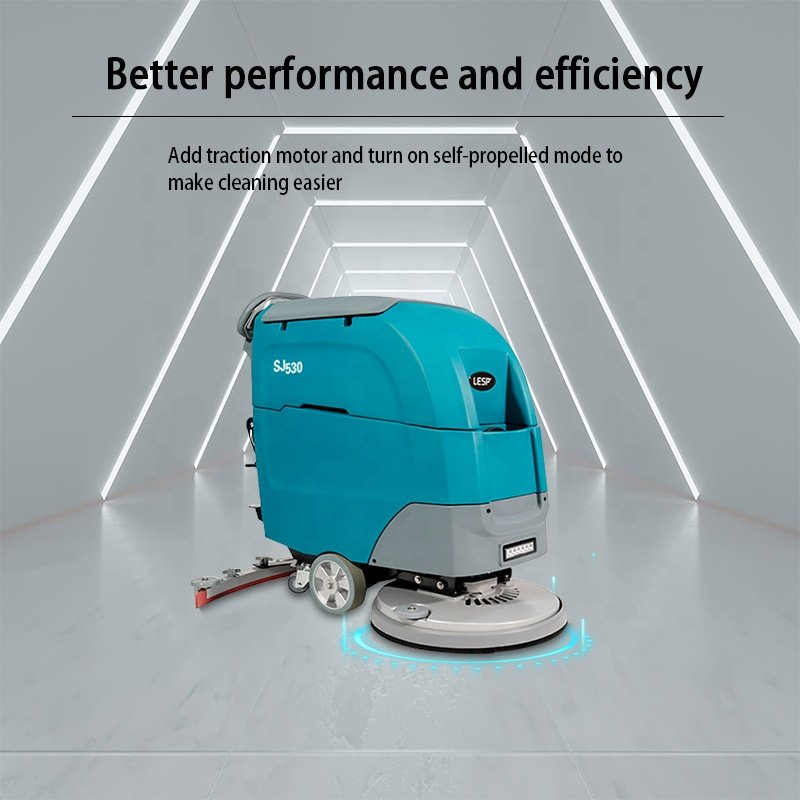 New SJ530S floor cleaning machine with two batteries 50L clean water tank mini floor scrubber for shopping malls