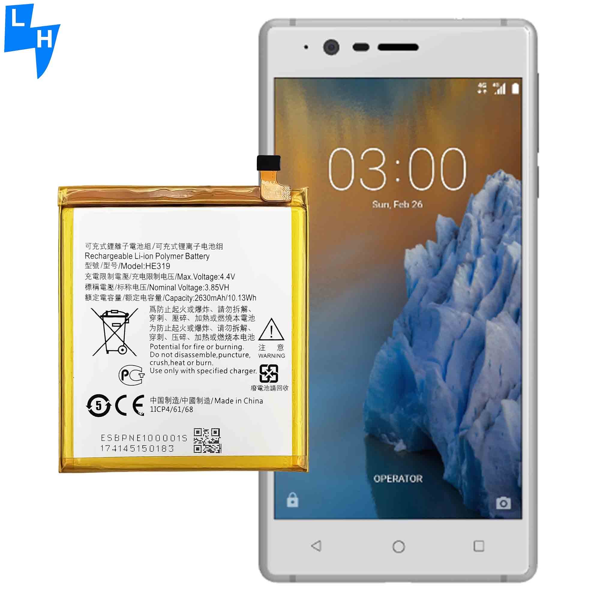 OEM 2630mAh Battery HE319 For Nokia 3 TA-1020 TA-1028 TA-1032 TA-1038 rechargeable LI-ion Polymer battery