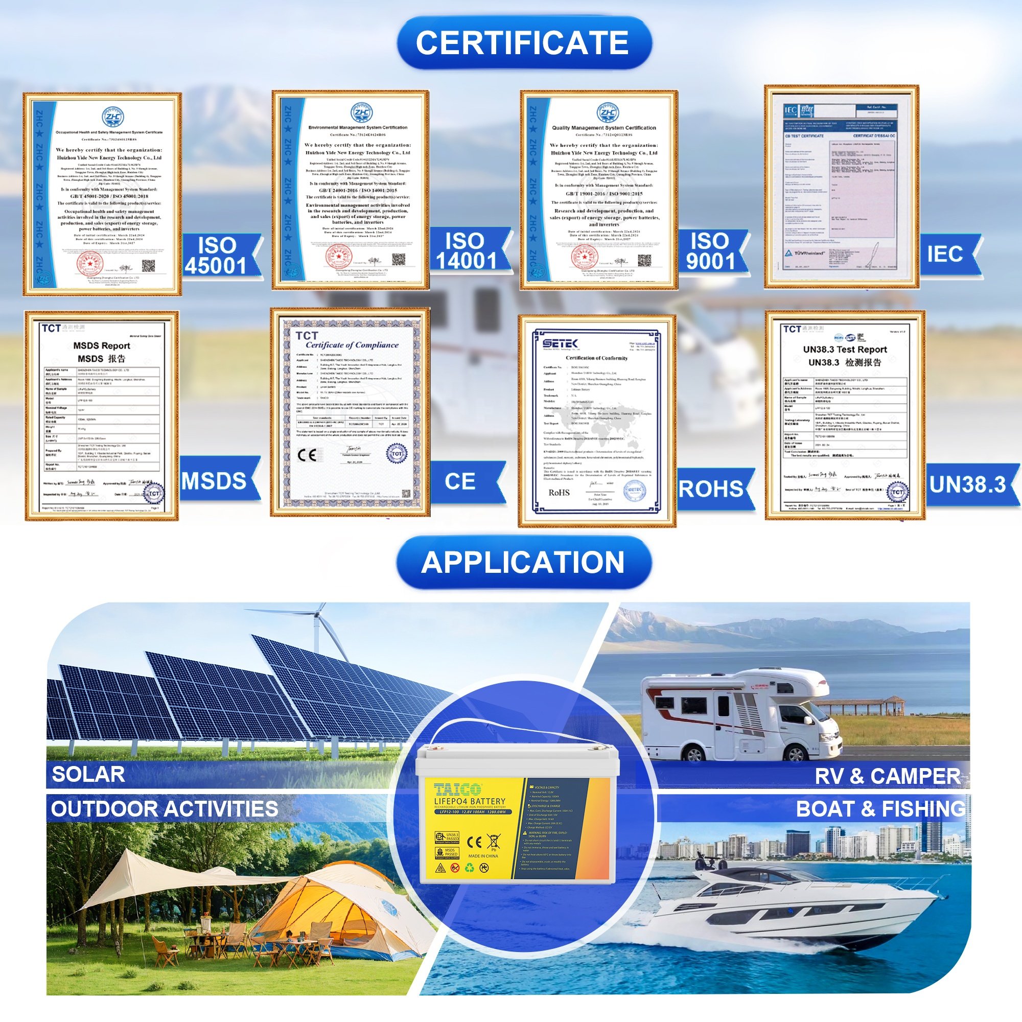 Lifepo4 Battery 12V 100Ah 200Ah 300Ah 400Ah 100 300 200 Ah Deep Cycle 12.8V Solar 24V 12V Lithium Ion Battery Pack With Bms
