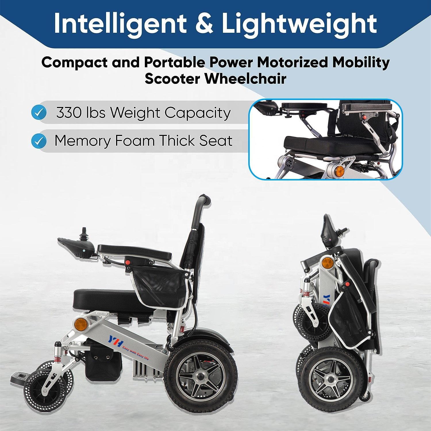 2024 NEW Folding Lightweight Lift Handicapped Manufacturer Foldable Power Electric Disabled Wheelchair With Remote Control