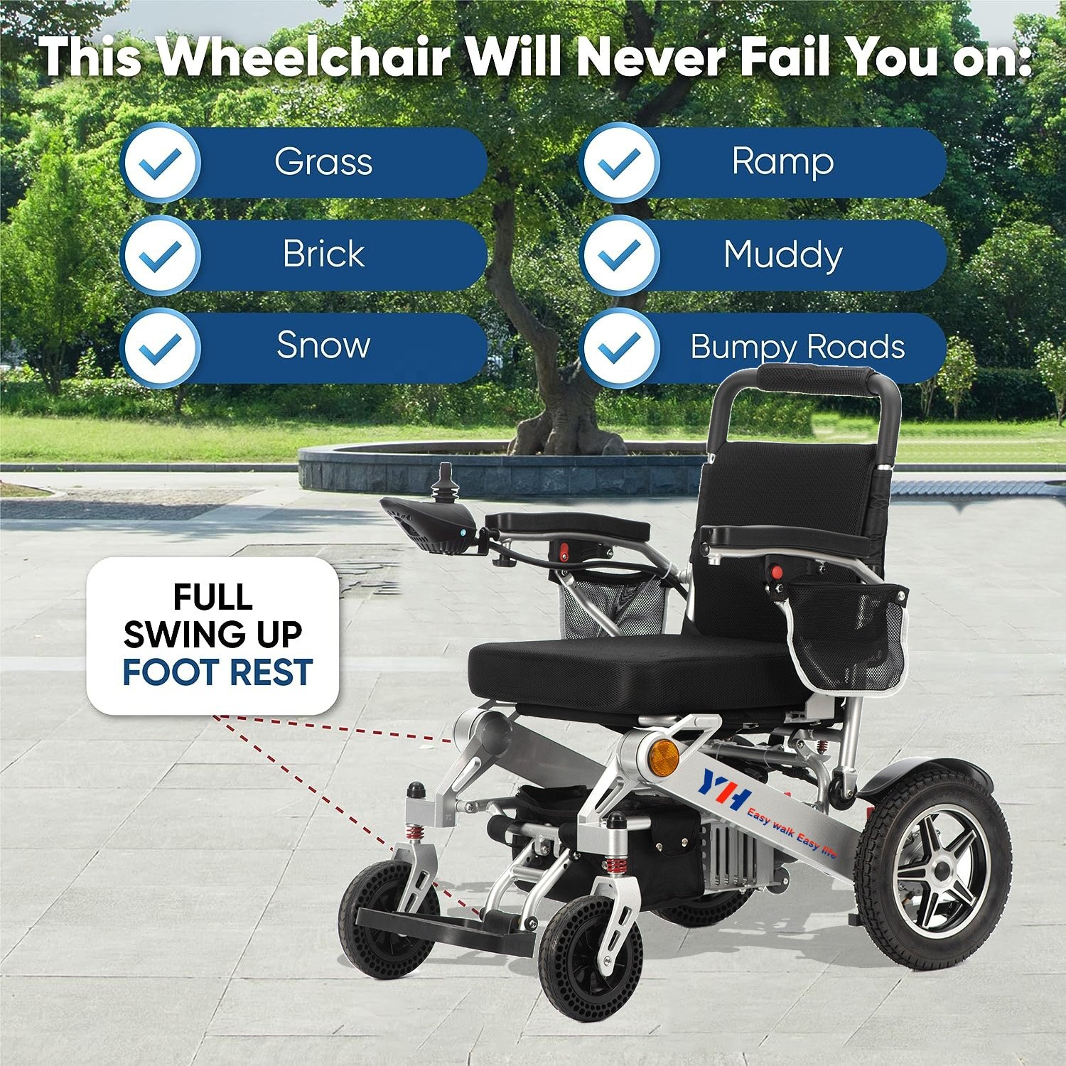 2024 NEW Folding Lightweight Lift Handicapped Manufacturer Foldable Power Electric Disabled Wheelchair With Remote Control