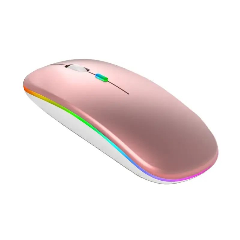 OEM charging silent Slim LED desktop laptop dual mode BT/2.4G/wireless rechargeable mouse with RGB lights mouse inalambrico