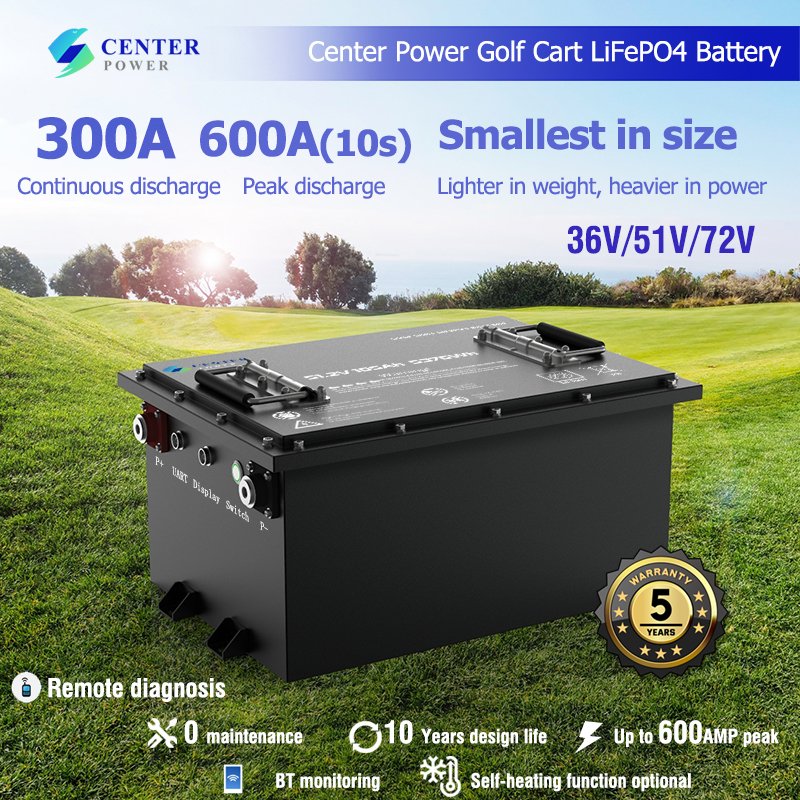 Center Power 300AMP discharge 51.1V 105ah golf cart batteries for club car 48 volt with charger