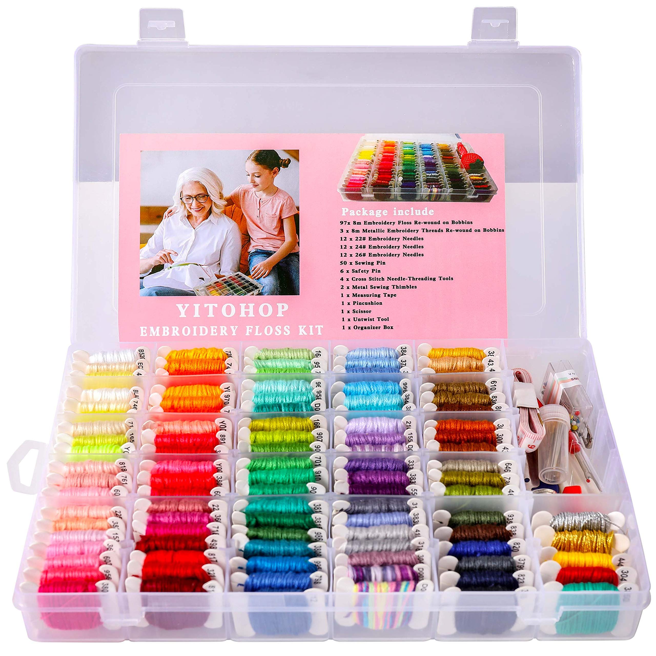 200 Pieces Each Pack Embroidery Cross Stitch Thread Set For Bracelets String Kit With Accessories