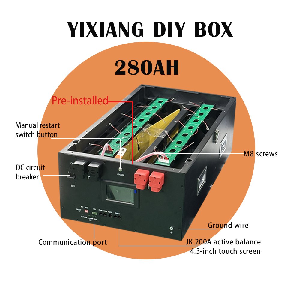 YIXIANG New Lifepo4 Battery 48 280AH Lithium Batteries box With JK BMS Lithium Battery Pack for solar system DIY Kit