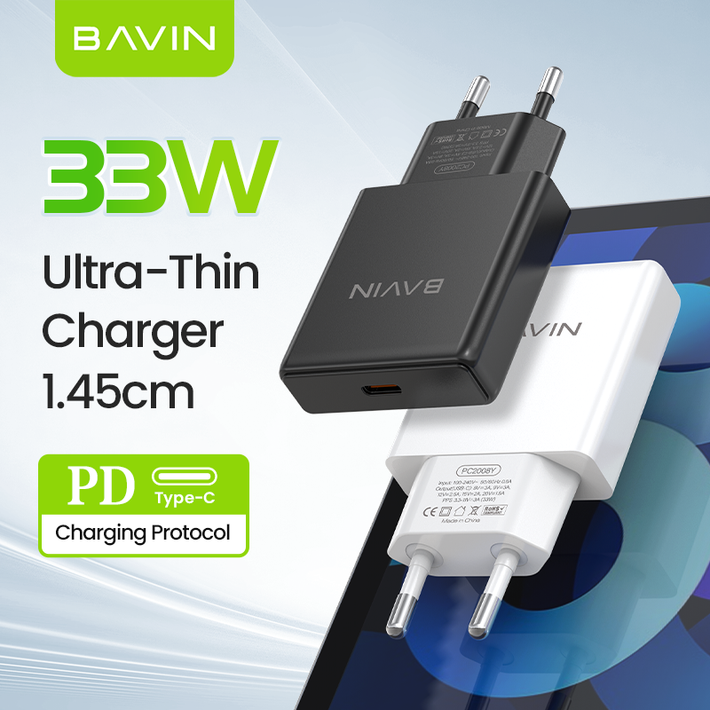 BAVIN wholesale PC2008Y pd 33W eu lightweight small type c usb c fast charging mobile phone wall charger