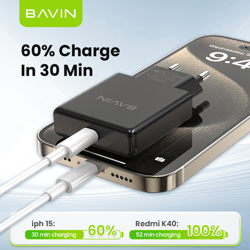 BAVIN wholesale PC2008Y pd 33W eu lightweight small type c usb c fast charging mobile phone wall charger