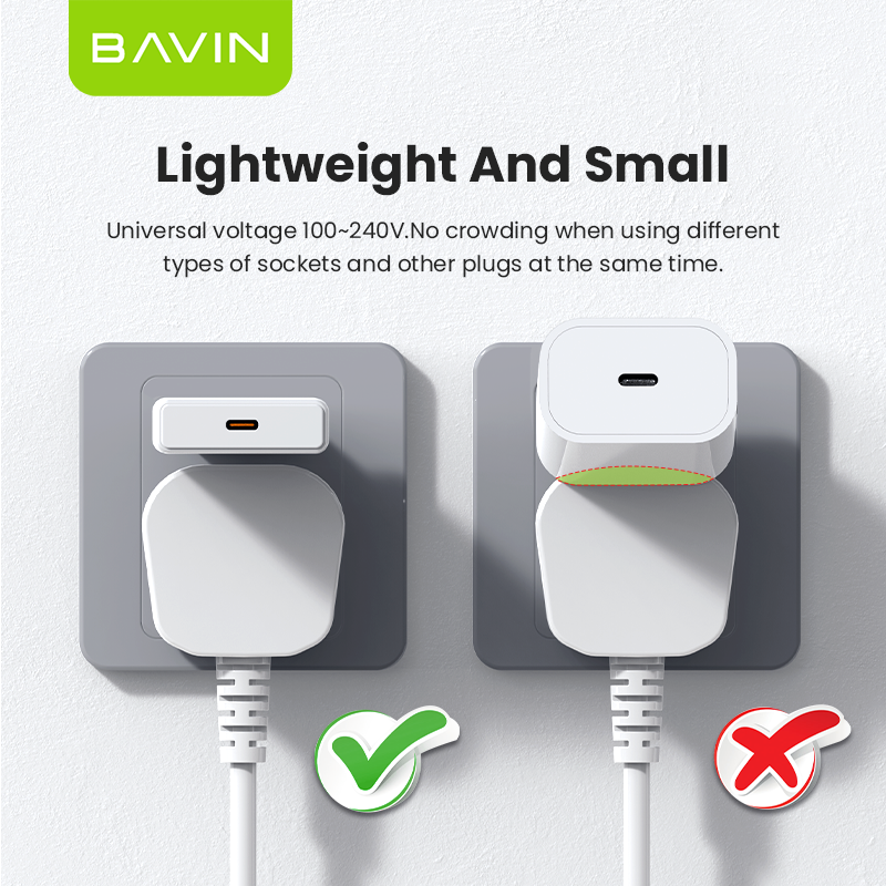 BAVIN wholesale PC2008Y pd 33W eu lightweight small type c usb c fast charging mobile phone wall charger