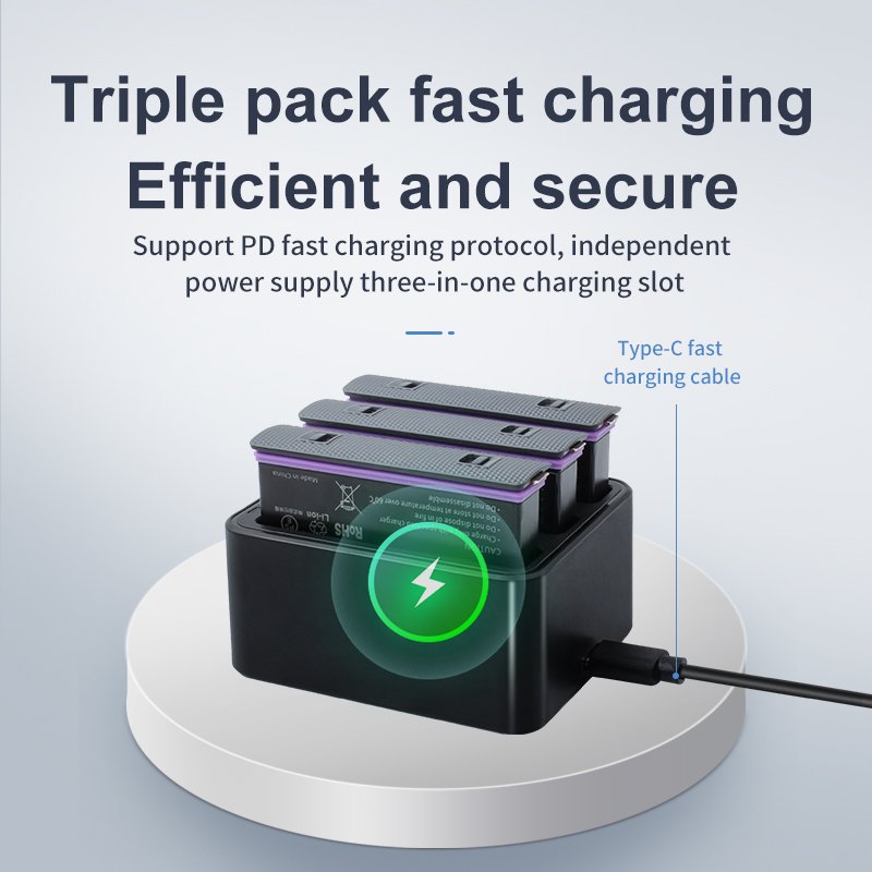 Factory Price Fast Charge Three-channel Insta360 X4 Battery Charger for Insta360 X4 Camera Hub Charger