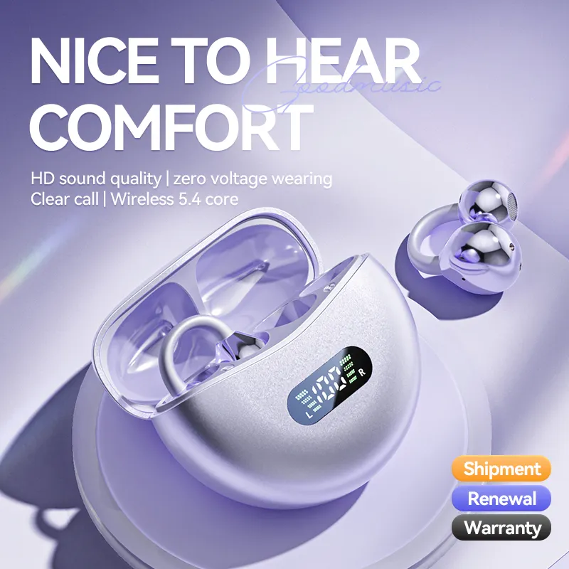 M79 OWS Clip-On Electroplated Appearance Earbuds LED Power Display True Wireless Earphones with Waterproof and AI HD Call