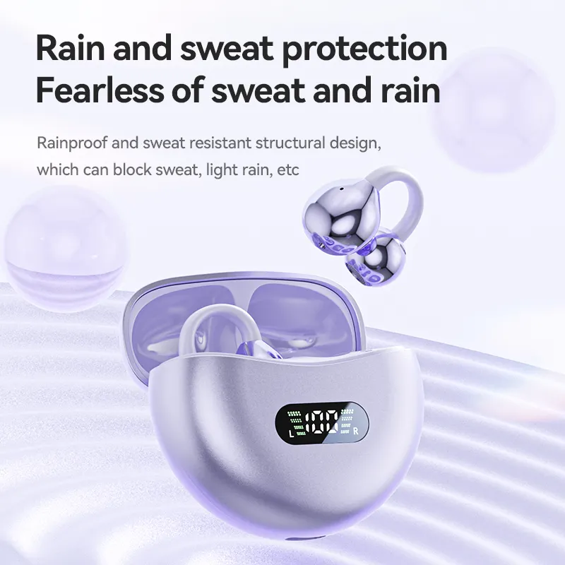 M79 OWS Clip-On Electroplated Appearance Earbuds LED Power Display True Wireless Earphones with Waterproof and AI HD Call